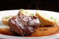 Veal fillet with rich sauce and bread dumplings