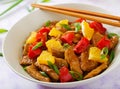 Veal fillet - stir fry with oranges and paprika Royalty Free Stock Photo