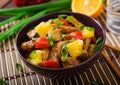 Veal fillet - stir fry with oranges and paprika in sweet and sour sauce Royalty Free Stock Photo