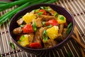 Veal fillet - stir fry with oranges and paprika in sweet and sour sauce Royalty Free Stock Photo