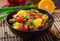 Veal fillet - stir fry with oranges and paprika in sweet and sour sauce Royalty Free Stock Photo