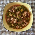 Veal Meat Stew With Green Pea
