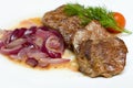 Veal Medallions with Onion on White