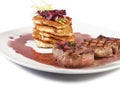 Veal Medallions with potato pancakes Royalty Free Stock Photo