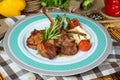 Veal ribs with Vegetables. Royalty Free Stock Photo