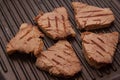 Veal steaks on grill pan