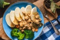 Veal stew with steamed yeast dumplings