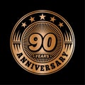 90 years anniversary celebration. 90th anniversary logo design. Ninety years logo.