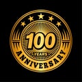 100 years anniversary celebration. 100th anniversary logo design. One hundred years logo. Royalty Free Stock Photo