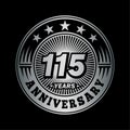 115 years anniversary celebration. 115th anniversary logo design. 115years logo. Royalty Free Stock Photo