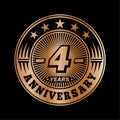 4 years anniversary celebration. 4th anniversary logo design. Four years logo. Royalty Free Stock Photo