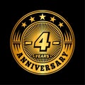 4 years anniversary celebration. 4th anniversary logo design. Four years logo. Royalty Free Stock Photo