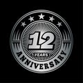 12 years anniversary celebration. 12th anniversary logo design. Twelve years logo. Royalty Free Stock Photo