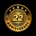 22 years anniversary celebration. 22nd anniversary logo design. 22years logo. Royalty Free Stock Photo