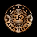 22 years anniversary celebration. 22nd anniversary logo design. 22years logo. Royalty Free Stock Photo