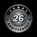 26 years anniversary celebration. 26th anniversary logo design. 26years logo. Royalty Free Stock Photo