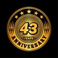 43 years anniversary celebration. 43rd anniversary logo design. 43years logo.