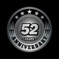 52 years anniversary celebration. 52nd anniversary logo design. 52years logo. Royalty Free Stock Photo