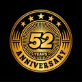 52 years anniversary celebration. 52nd anniversary logo design. 52years logo. Royalty Free Stock Photo