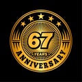 67 years anniversary celebration. 67th anniversary logo design. 67years logo. Royalty Free Stock Photo