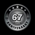 67 years anniversary celebration. 67th anniversary logo design. 67years logo. Royalty Free Stock Photo