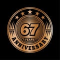 67 years anniversary celebration. 67th anniversary logo design. 67years logo. Royalty Free Stock Photo