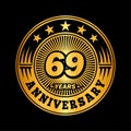 69 years anniversary celebration. 69th anniversary logo design. 69years logo.
