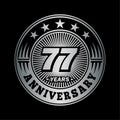 77 years anniversary celebration. 77th anniversary logo design. 77years logo.