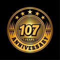 107 years anniversary celebration. 107th anniversary logo design. 107years logo.