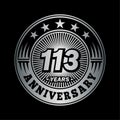 113 years anniversary celebration. 113th anniversary logo design. 113years logo.