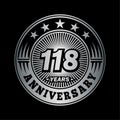 118 years anniversary celebration. 118th anniversary logo design. 118years logo. Royalty Free Stock Photo