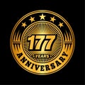 177 years anniversary celebration. 177th anniversary logo design. 177years logo. Royalty Free Stock Photo