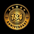 184 years anniversary celebration. 184th anniversary logo design. 184years logo. Royalty Free Stock Photo