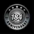 184 years anniversary celebration. 184th anniversary logo design. 184years logo. Royalty Free Stock Photo