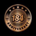 184 years anniversary celebration. 184th anniversary logo design. 184years logo.