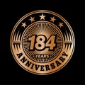 184 years anniversary celebration. 184th anniversary logo design. 184years logo. Royalty Free Stock Photo