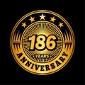 186 years anniversary celebration. 186th anniversary logo design. 186years logo.