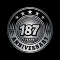 187 years anniversary celebration. 187th anniversary logo design. 187years logo. Royalty Free Stock Photo