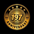 197 years anniversary celebration. 197th anniversary logo design. 197years logo.