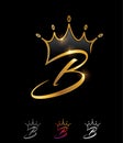 Golden Monogram Crown Initial Letter B