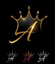 Golden Monogram Crown Initial Letter A