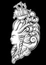 Vecor illustration of woman head with beautiful hairstyle