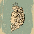 Vecor illustration of woman head with beautiful hairstyle