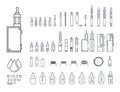 Vecor set of vape related simple line Icons. RDA, Atomizer,