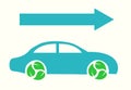Vecror Eco Car with Arrow Flat Illustration eps10 Royalty Free Stock Photo