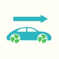 Vecror Eco Car with Arrow Flat Illustration eps10 Royalty Free Stock Photo