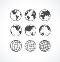 Vecrot globe icon set. Royalty Free Stock Photo