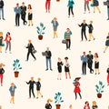 Vectior seamless pattern with office people. Office workers, businessmen, managers.