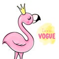 Vecto Cute pink flamingo. Funny illustration with inscription