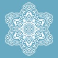 Vector six-pointed Christmas snowflake on a light blue background